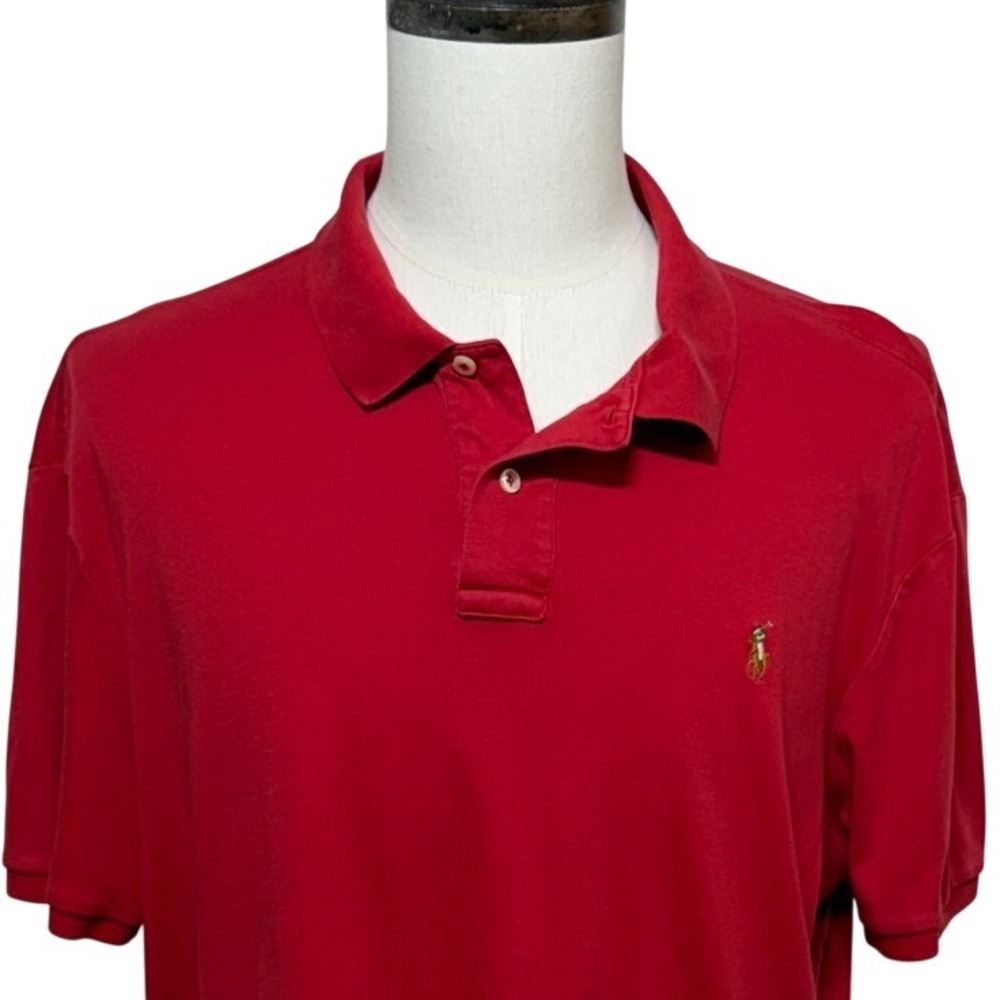 Vintage Polo Ralph Lauren Polo Mens XXL Red Flesh Pony Short Sleeve Golf Shirt